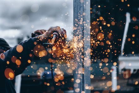 Grinding wheel making sparks